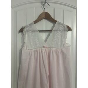 VTG SEARS Pink‎ PERMA-PREST Thin Medium Lace Eyelet Trim COTTAGECORE Nightgown